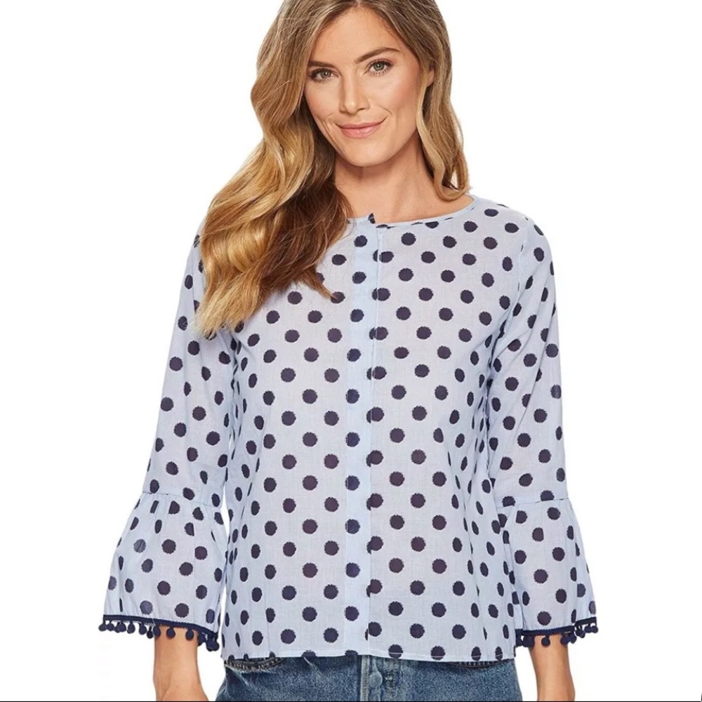 Elliott Lauren Dot Shirt with Flare Sleeve Top US2